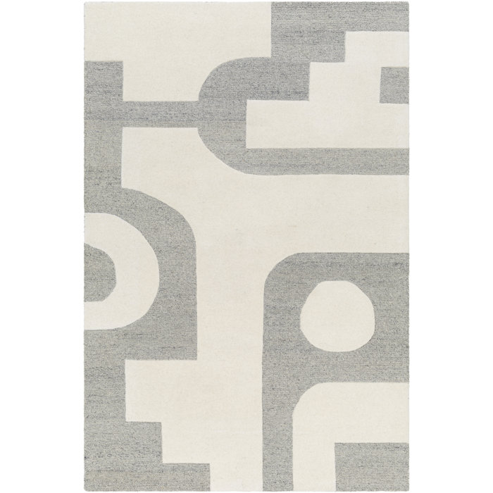 Lari Abstract Hand Tufted Wool Area Rug in Gray AllModern